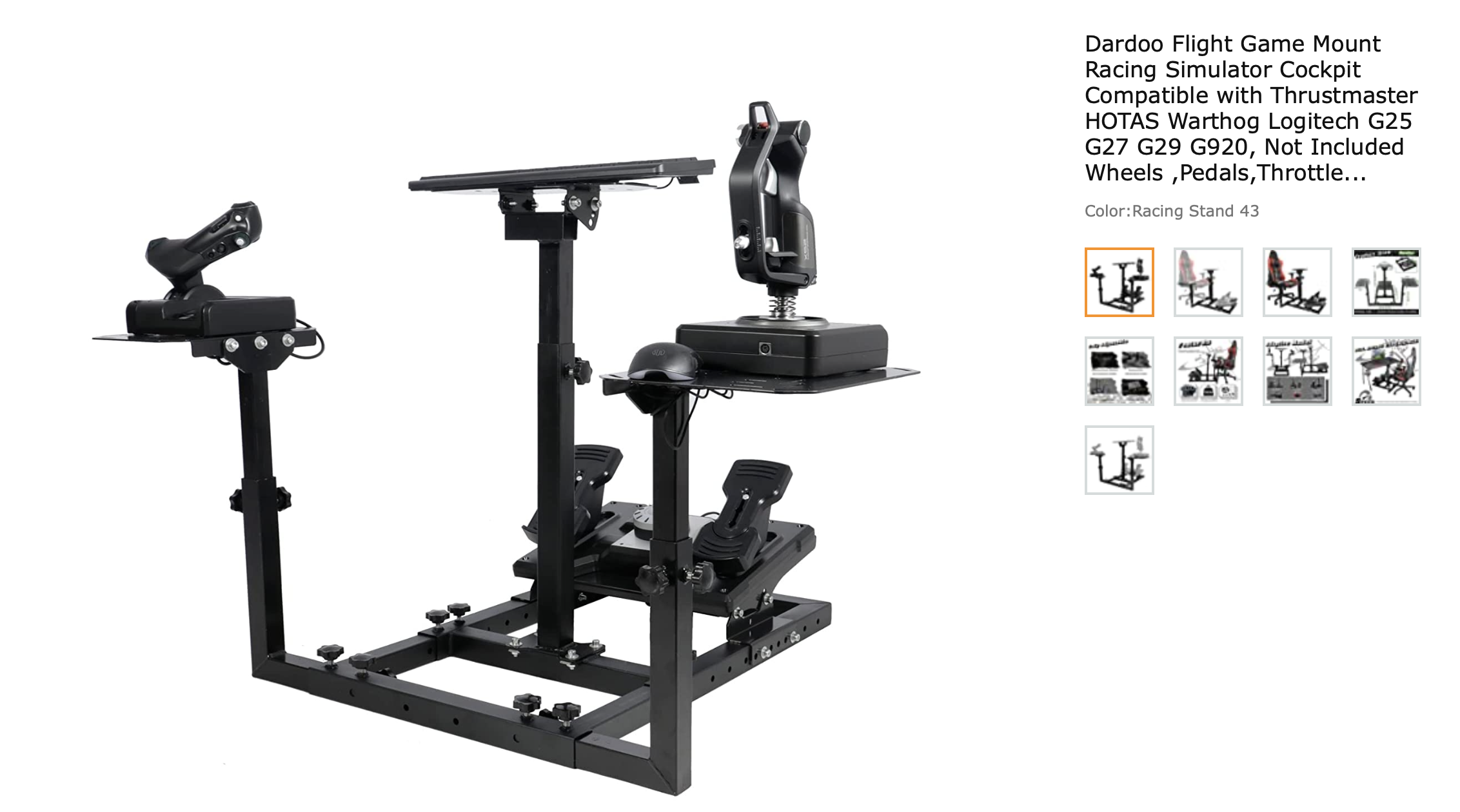 Dardoo Flight Game Mount Racing Simulator Cockpit Compatible with Thrustmaster HOTAS Warthog Logitech G25 G27 G29 G920, Not Included Wheels,Pedals,Thr