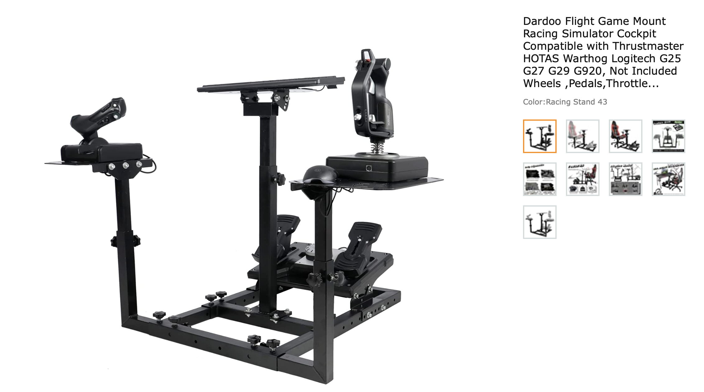 Icon Owners Pilots Association Dardoo Flight Game Mount Racing Simulator Cockpit Compatible with Thrustmaster HOTAS Warthog Logitech G25 G27 G29 G920, Not Included Wheels,Pedals,Thr